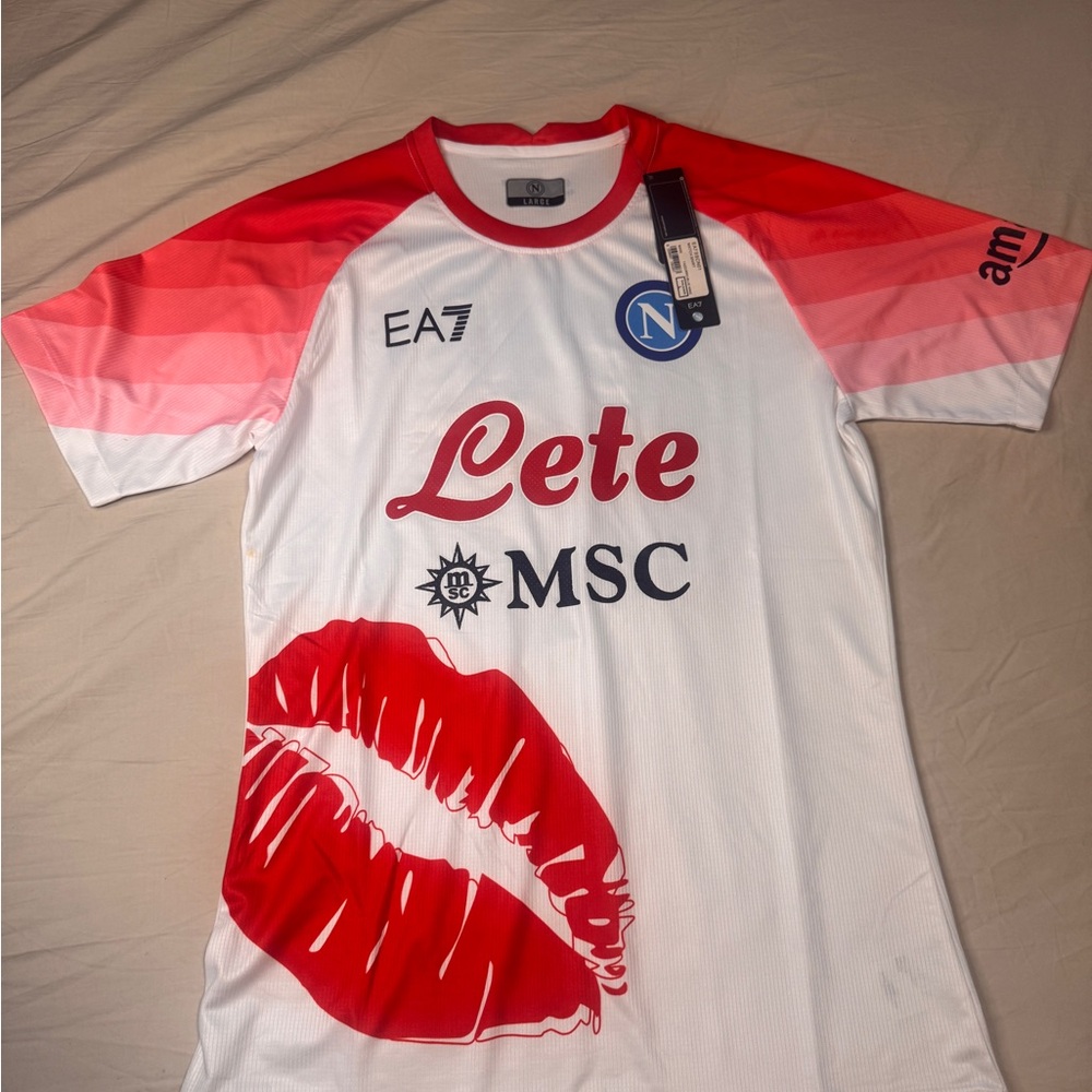 EA7 White and Red Graphic T-Shirt